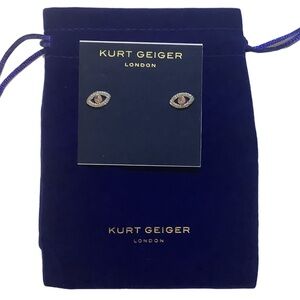 Kurt Geiger London Pink Evil Eye Crystal & CZ Stud Earrings New